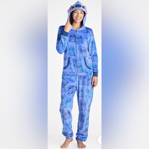 Disney Women’s Stitch Onesie Costume with Hood Bodysuit Pajamas M 8/10